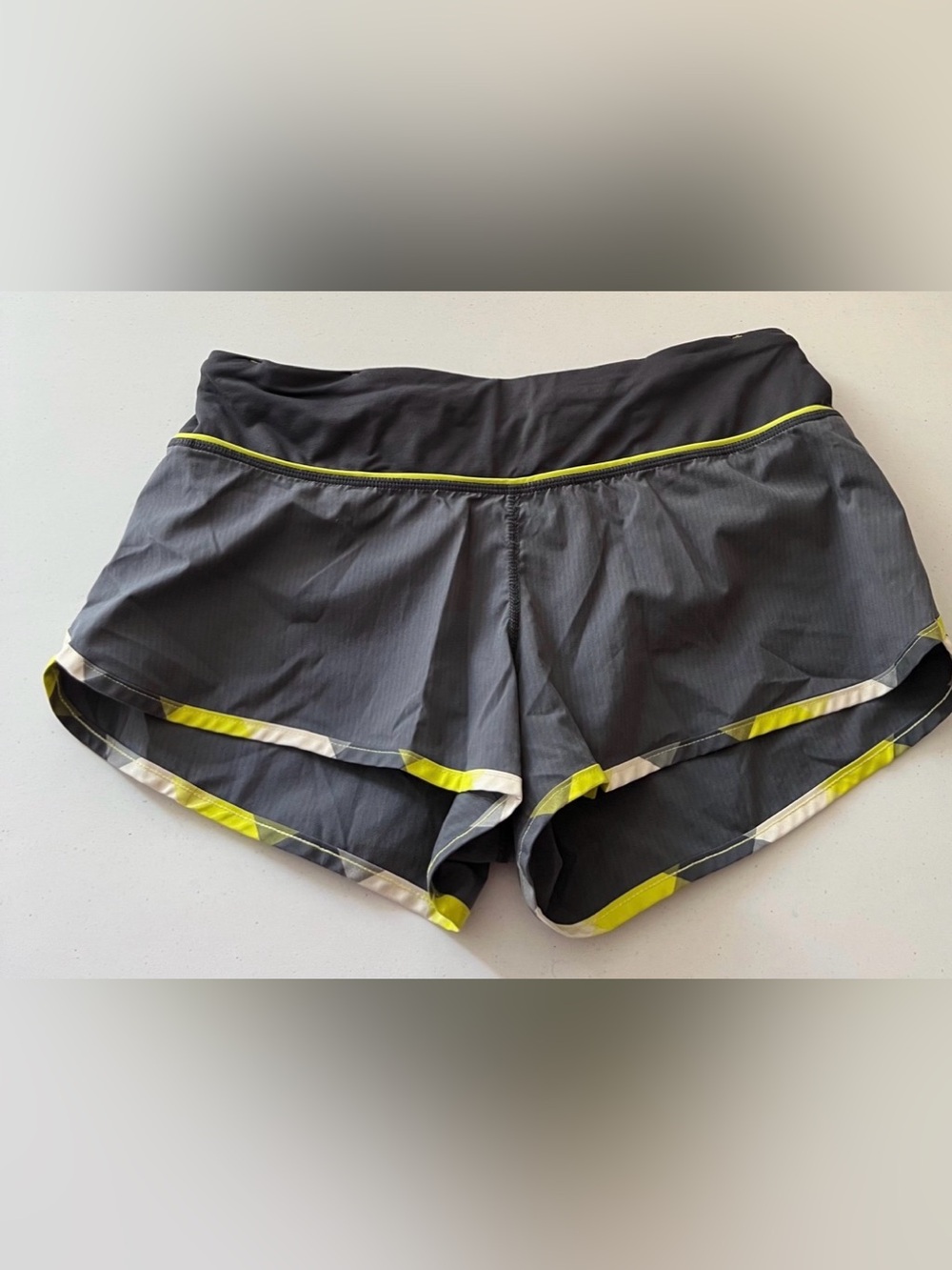 lululemon athletica Gray Athletic Shorts with Yellow Accents